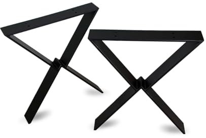 modernLOFTart Tischkufen X2 Schwarz 80x10 mm - Tischbeine Metall aus Flachstahl Sandgestrahlt und Pulverbeschichtet - Tischgestell Breite 40cm, Höhe 72cm - Industrial Loft