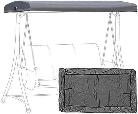 HAILM Hollywoodschaukel Dachbezug, Wasserdicht Universal Hängematte Ersatzdach Gartenschaukel 3 Sitzer Sonnenschutz UV Schaukel Dachplane Sonnendach Bezug Outdoor Garten Balkon,Grau,195x125x15cm