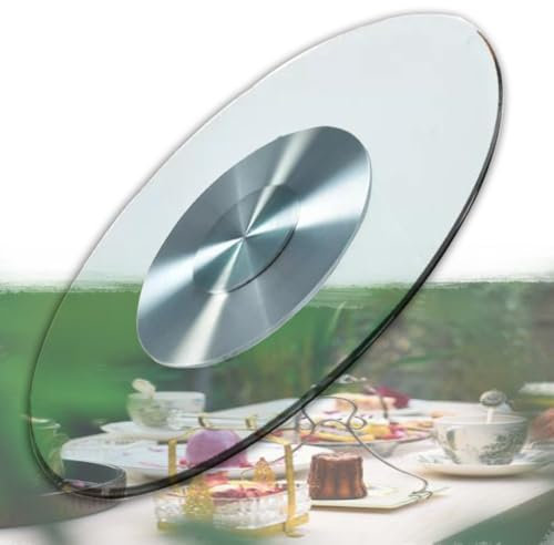 QSPNVFB 70cm Lazy Susan Piano Girevole in Vetro, Rotondo Giradischi Girevole A 360ºper Decorare E Servire, Vassoio Girevole per Tavolo da Pranzo(39inch(100cm))
