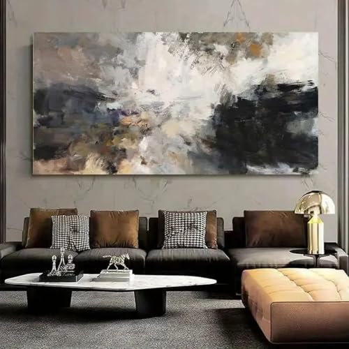 Leinwandplakat, moderne Kunst, abstrakte Schwarz-Weiß-Wandkunst, Poster, Malerei, Schlafzimmer, Wohnzimmer, Flurdekoration, 50 x 100 cm (20 x 39 Zoll), ungerahmt