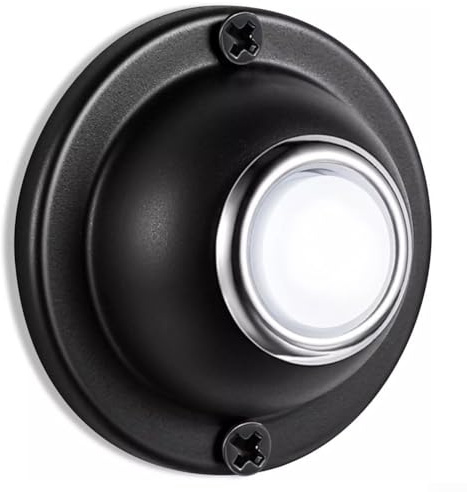 Feegow Botón redondo de metal para timbre, botón pulsador de timbre, luz LED, estilo atemporal, adecuado como repuesto