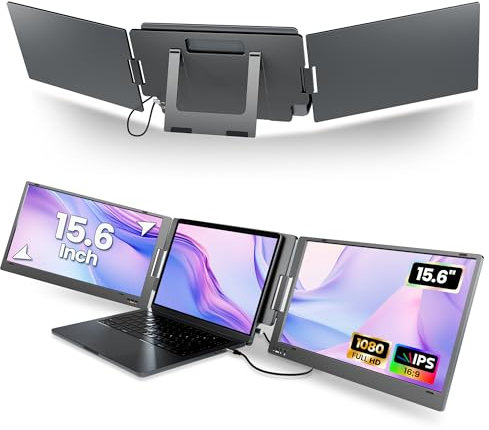 KPKUE 15.6 Laptop Screen Extender Monitor, 1080P FHD IPS Dual Portable Monitor for Laptop, Compatible with 12 -16 Laptops, Plug and Play (Windows only) X90E