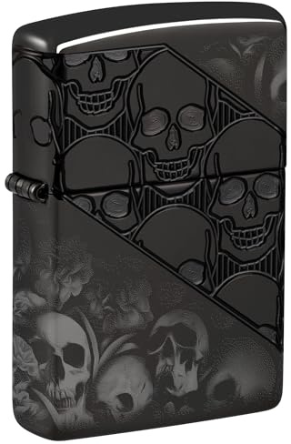 Zippo Sturmfeuerzeug - Skulls, High Polish Black, MultiCut/Photo Image 360° - Nachfüllbar - Wiederverwendbar - Windfestes Design - Geschenkbox - Made in USA
