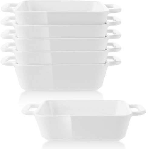 APACALI 6 moldes pequeños de cerámica para horno, ideales para souffle, crema, brulee, lasaña, tiramisú, pudín infantil, 6 unidades
