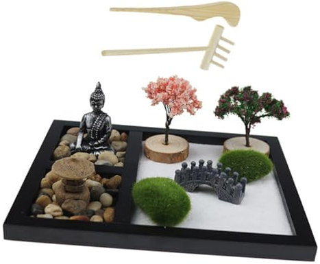 Toyvian Zen Sand Table for Garden Decoration Chinese Mini Zen Garden Kit Decorative Sandbox Sandbox Ornament for Home Office Desktop Decoration