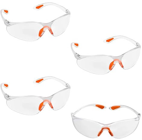 FveVqe 4Pcs Safety Glasses, Safety Glasses for Work, Anti-Fog Dust Scratch Safety Goggles Adult, Lab Eye Protective Glasses for Work Construction Laboratory Chemistry Squash Outdoor