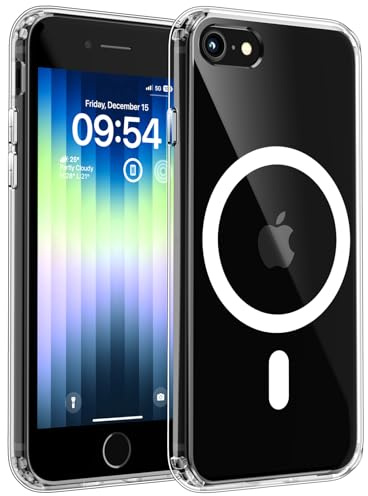TOCOL für iPhone SE 3/2 Hülle, Magnetfür iPhone 8/7, Transparent | Nie Vergilbung, Kompatibel mit MagSafe, Starke Haftkraft Magnetring, Militärschutz Stoßfest Kratzfest, Durchsichtig Case