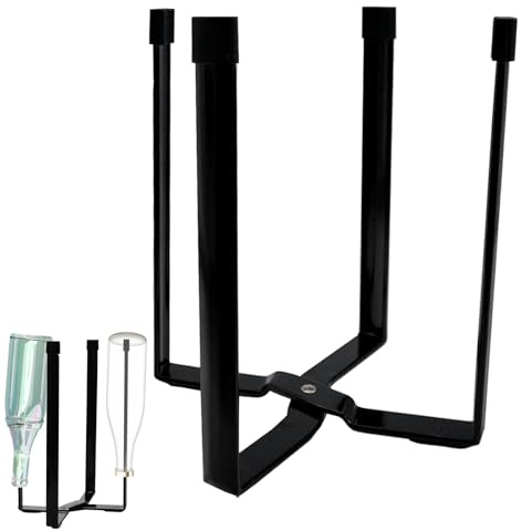 TULEBOLIAN Scolabottiglie Scolapiatti Pieghevole, Scola Borracce, Scolabottiglie per Cucina, per 4 Bottiglie di Vetro e Biberon, Bianco (Nero)