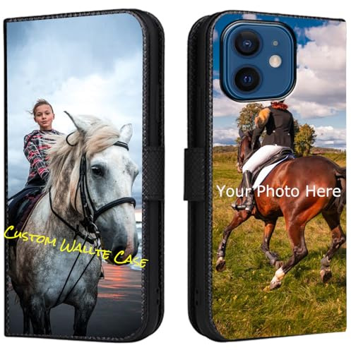 FortiCase Personalisierte Hülle für iPhone 11,Flip Leder Hülle Kartenfach Standfunktion Case,mit Eigenem Foto Bild Text Personalisiert Handyhülle - Black-LN4