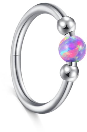 Briana Williams 18G Nasenring Hoop Segment Clicker Piercing Opal Edelstahl Klappbar Septum Helix Ring Lippenpiercing Nasenpiercing