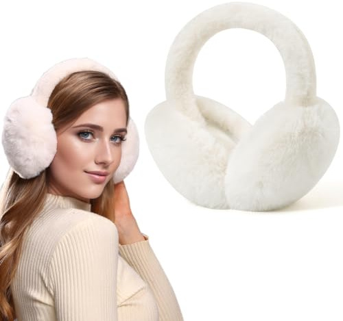 Dwenarry Ohrenwärmer Damen Winter Ohrenschützer Weiß Flauschig Ohrenwärmer Wärme Faltbare Plüsch Ohrwärmer 1 Stücke