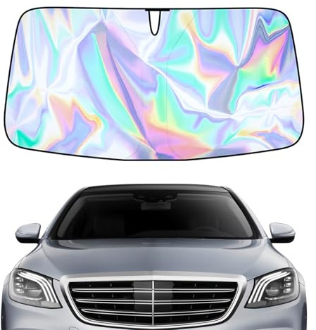 Car Windscreen Sun Shade, Foldable Car Sun Shades Windscreen, Windscreen Sun Shade, Front Windshield Sunshade Reflective UV Dust Protector, Keep Your Vehicle Cool, Fit Various Sizes (145x80CM)