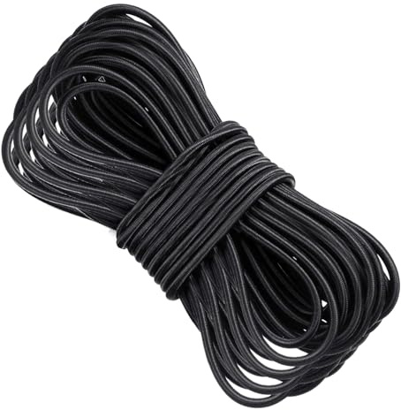 4 mm x 30 m Tendeur Elastique Noir Cordon Corde Elastique Caoutchouc pour Bache Sangle Résistant Sandow Elastique, Cordon Élastique, Cordon en Caoutchouc pour Bâche de Remorque, Camping
