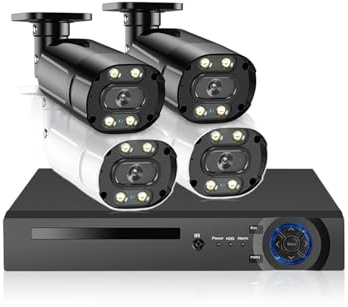 VEKELETE 8MP 8CH AHD DVR Strip Line Face Detection Color MotionDetection Outdoor Security Camera System Set CCTV Video Surveillance Kit(None,8CH NVR 4CAMERA_EU PLUG)