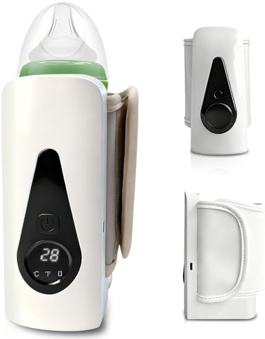 Flaschenwärmer Baby Unterwegs, Babyflaschen Wärmer mit Lcd-Display, 6-Temperaturstufen(37°C-55°C), USB-C, Tragbarer Flaschenwärmer Baby, Muttermilch Erwärmer für Alle Flaschen Geeignet
