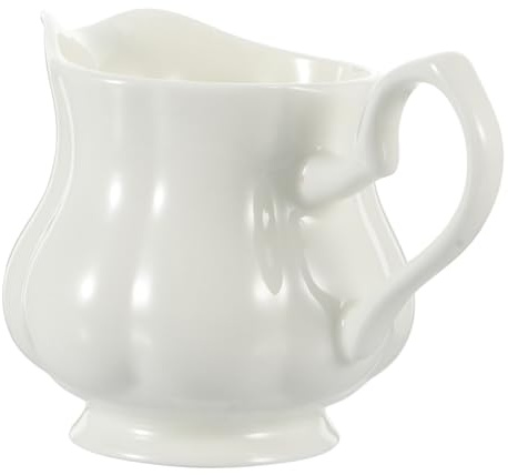 TOYANDONA Pot à Lait Céramique Blanc Pur Cruche Anglaise pour Sauce et Sirop Verseur Pratique et Léger Porcelaine pour Cuisine