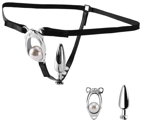 2-IN-1 Keuschheitsgürtel für Damen,mit Metall Analplug Buttplug,Frau Peniskäfig mit Rollbare Bead & Chastity Cage Gürtel Einstellbar,Keuschheitskäfig Damen + Anal Dildo,Sex Spielzeug für die Frau