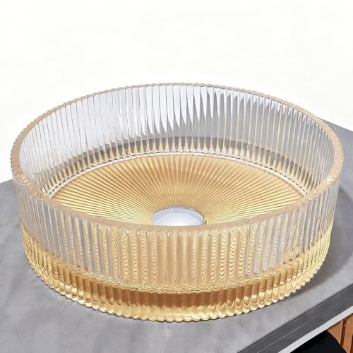 ZYCDP Lavandino Da Appoggio Per Bagno Lavabo Rotondo Vetro Cristallo 360 X 360 X 112 mm Giallo Cristallo