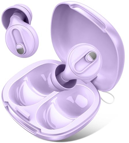 Tappi Orecchie Dormire con con 2 Livelli Regolabili, 17-35dB Tappi per Orecchie Silicone Antirumore con Gommini Singoli/Doppi per Dormire/Concentrarsi-7 Paia in XS/S/M/L con Design Magnetico Viola
