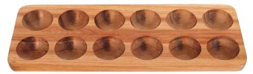 MUELODSIC Huevera de Madera de Acacia para Encimera y Refrigerador Bandeja Rectangular 12 Compartimentos para Huevos Frescos Organizador y Soporte Resistente para Almacenamiento Cocina