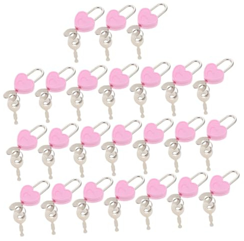 Yardenfun Lot de 24 Mini Cadenas en Métal de Cœur Vintage Serrure de Sécurité avec Clés Doubles Couleurs Vives pour Valise Boîte à et Journal Mini Serrure Portable et Antirouille