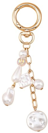 Unregelmäßige Perlen Schlüsselanhänger Gold Keychain Cute Bag Charm Schlüsselanhänger Perlen Key Chains Aesthetic Taschenanhänger Damen Handtaschen Anhänger für Taschen Charms Rucksack Anhänger