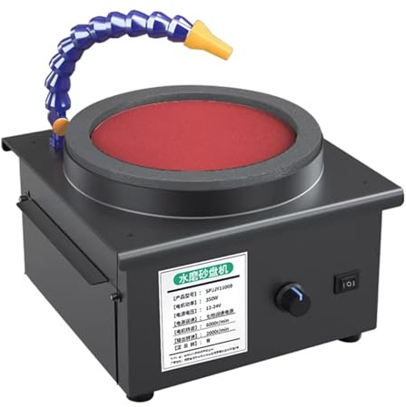 Smerigliatrice da banco da 350 W, 7 velocità fino a 2000 giri/min, levigatrice elettrica a umido con rotazione avanti/indietro regolabile, raffreddamento ad acqua, ideale per coltelli, forbici, luci