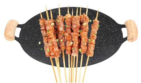 Teppanyaki Pan, Nonstick koreansk rund grillpanna med handtag, Koreansk grillpanna, för grillning inomhus utomhus, stekning, stekning