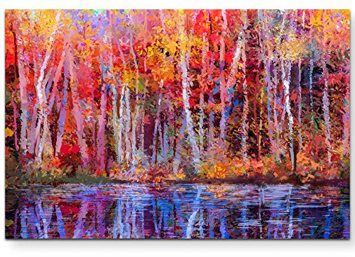 Paul Sinus Art Leinwandbilder | Bilder Leinwand 120x80cm Wald – Ölgemälde