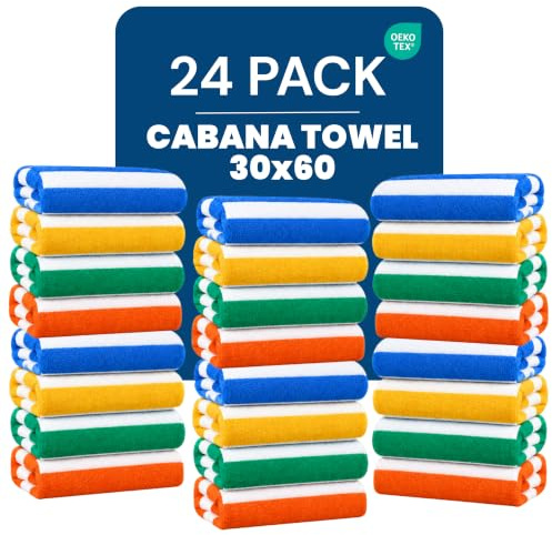 Utopia Towels Cabana Beach Towels 76x152cm, 4 Pack, Cotton, Striped