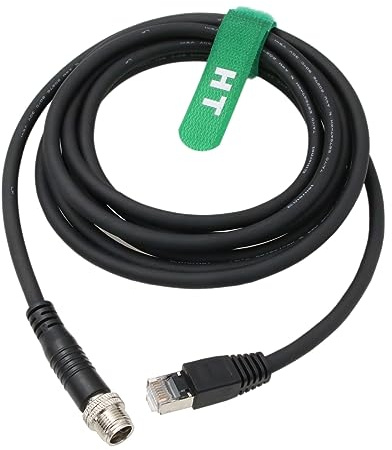 HTcable Cámara de maquinaria industrial M12 8 polos X-Code RJ45 Cat6 cable Ethernet, blindado, cable de red de alta flexibilidad impermeable (3 metros)