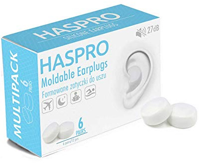 HASPRO [6-par-förpackning] Mjuka öronproppar av silikon för sömn, simning och bad, anti-snarkning, brusreducerande återanvändbara öronproppar. Vuxna och barn