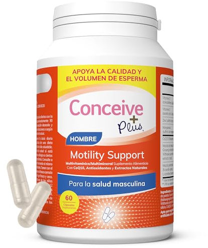 Conceive Plus Apoyo a la motilidad Masculina - Suplemento de Fertilidad - Vitamina E, Zinc, Ginseng, CoQ10 - Potenciador del recuento de espermatozoides - 60 Cápsulas, Suministro de 30 Días