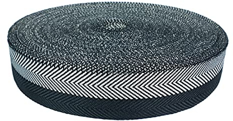 Teppicheinfassband 4x2000 cm | Einfassband aus Polyester mit Fischgrätenmuster und Thermokleber | Teppichband zum Kantenschutz und dekorativen Abschluss | Saumband zum Aufbügeln | Schwarz - Grau