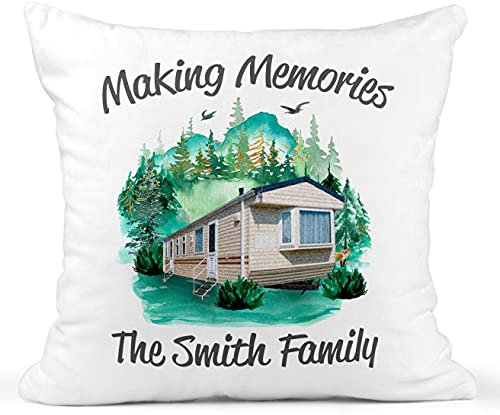 Personalised Caravan Cushion with Family Name, Making Memories, Custom Static Caravan Cushion, Holiday Home Cushion, Caravanning Cushion, Pillow, Retirement Gift