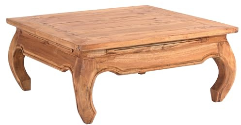 Design Delights Table opium East 80 - 80 x 80 x 35 cm (l x p x h) acajou massif - Table d'appoint en bois massif - Table basse - Couleur : 08 Miel ciré