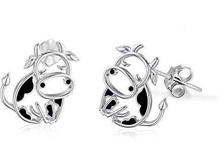 HARMONY BOLA Kuh/Kaninchen/Tiger Ohrringe 925 Sterlingsilber Katze/Waschbär Ohrringe Tier Schmuck Muttertagsgeschenke für Damen