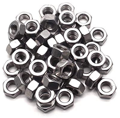 TERF M3 Hex Hexagon Nut (3mm) Steel Full Nuts - Pack of 100, Silver