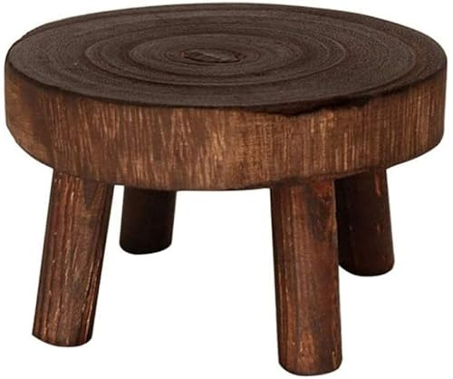 Natur Pflanzenhocker aus Holz, Dekorativer Blumenhocker Massiv für Indoor Outdoor, 14 * 9cm, 20 * 9cm (Braun, S)