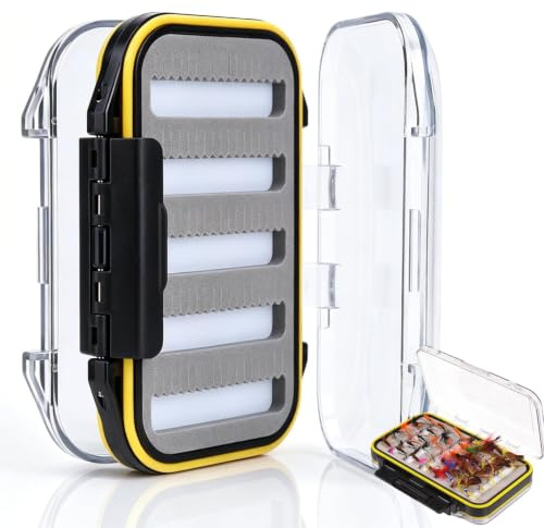 Caja de Pesca con Mosca, 110 Gramos Caja de Moscas de Doble Cara Impermeable Caja de Señuelos de Pesca con Mosca Transparente Fácil Agarre Ligero para AlMacenamiento de Cebo