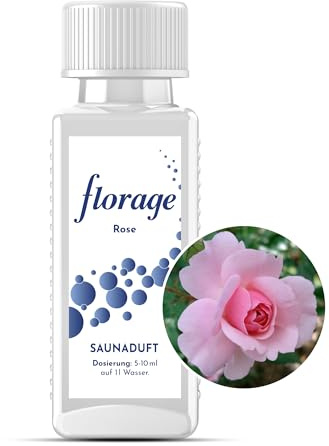 Florage 100ml Saunaaufguss ROSE - 50 Jahre Erfahrung als deutsche Duftmanufaktur, hochergiebiges Aufgussmittel für die Sauna, viele Aufguss Düfte, vegan und ohne Tierversuche, auch als Set