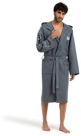 arena Zeal Plus Bademantel aus Mikrofaser für Damen und Herren, Mikrofaser-Bademantel mit Kapuze und Taschen, Schnelltrocknender Unisex-Bademantel, Angenehm und Leicht