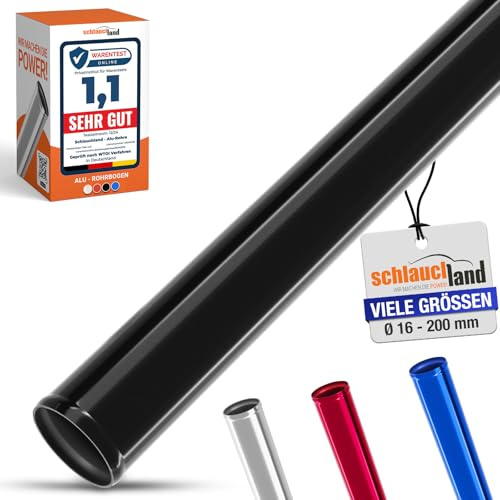 1 Stück | 100cm Alu-Rohr AD-Ø 25mm Schwarz Alurohr poliert & gebördelt | AUSWAHL 1-10 Stück & 13-200 mm Durchmesser | Aluminium Rohr Motor KFZ LLK Turbo Kühler Schlauch-Verbindung | PREMIUM
