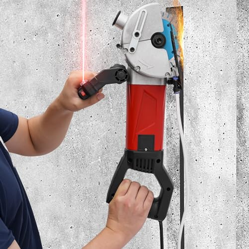 Fresa per muro, 3500 W, velocità di rotazione: 7000 giri/min, profondità massima scanalatura e larghezza 34 x 36 mm, con 5 numero di lame per sega, tagliatrice per calcestruzzo con pompa ad acqua |