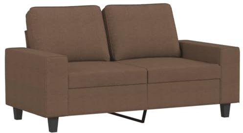 vidaXL Sofa 2-Sitzer, Loungesofa Couch mit Armlehnen Rückenkissen, Wohnzimmersofa Designsofa mit Metallgestell, Sitzmöbel Zweisitzer, Braun Stoff