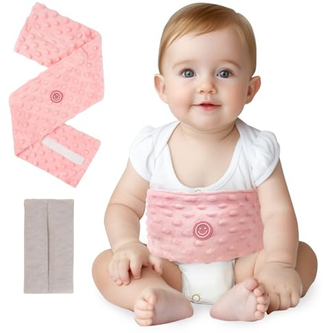 Comfheat Colic and Gas Relief for Newborns and Infants, Flaxseed Heated Tummy Wrap, Baby Swaddling Belt with Soothing Warmth, Natural Relief for Upset Stomach in Babies Toddlers, 0-3 Years (Pink)