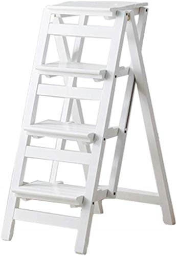 Kletterhocker für den Innenbereich, Holzleiter mit 4 Stufen, Tritthocker, multifunktionale, Faltbare Regalleiter, Heimbibliotheksleiter, Tragkraft 150 kg