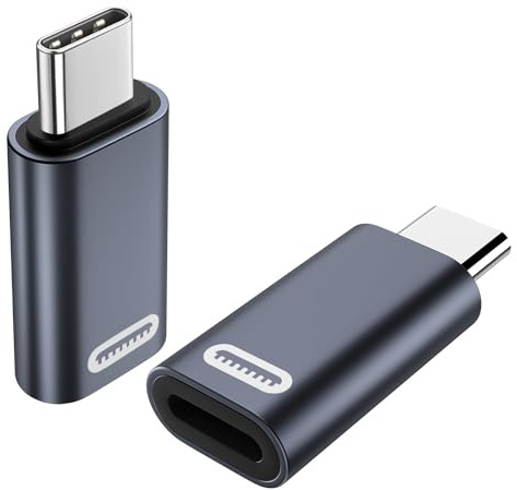 TiMOVO 2PZS Adaptadores Lightning Hembra a USB C Macho, Adaptador Lightning a USB C 35W Carga Rápida Transferencia de Datos para iPhone 15/16/Pro/Pro MAX/Plus, iPad Pro/Air Adaptador USB-C, Gris