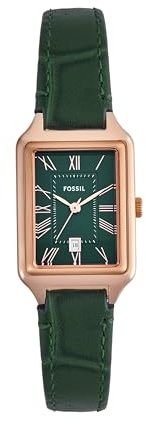 Fossil Raquel Armbanduhr für Damen, Quarz-Drei-Zeiger-Uhrwerk mit Lederarmband