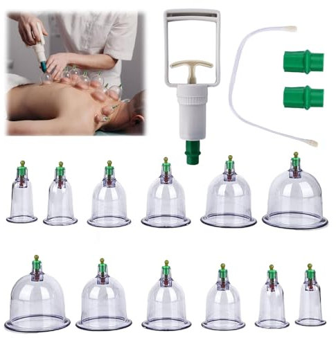 Schröpfgläser mit Vakuumpumpe, 12 PCS Traditionelle Chinesische Therapie Schröpfen Schröpfgläser Silikon Schröpfset Schröpfgläser für Gesicht und den ganzen Körper Selbstbehandlung Massage